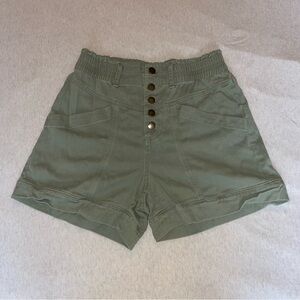 Sage Green High-Waisted Shorts